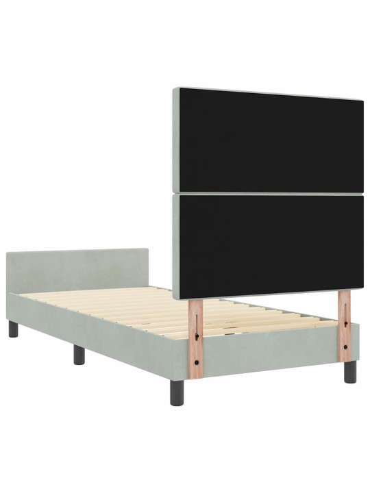 Voodi raam peaga helehall 100 x 200 cm samet