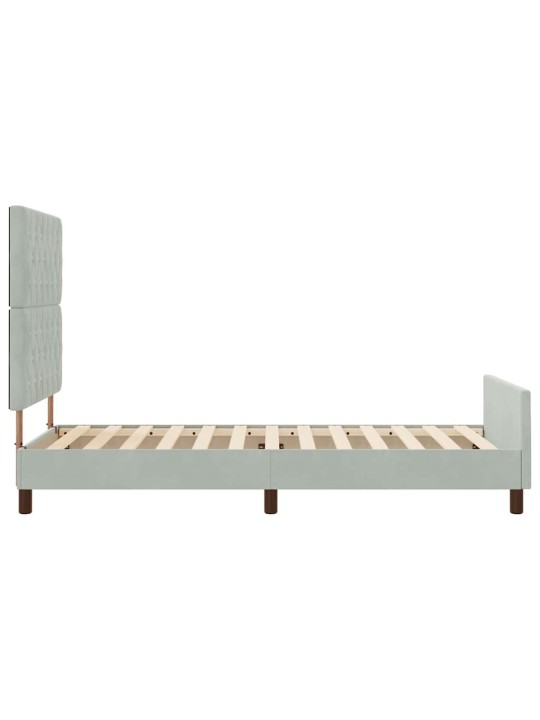 Voodi raam peaga helehall 100 x 200 cm samet
