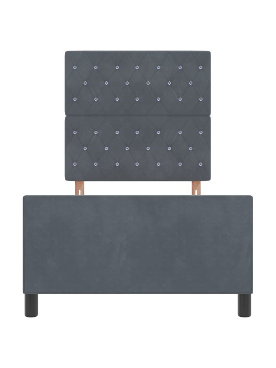 Voodi raam peaga tumehall 100 x 200 cm samet