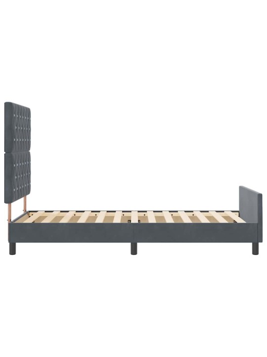 Voodi raam peaga tumehall 100 x 200 cm samet