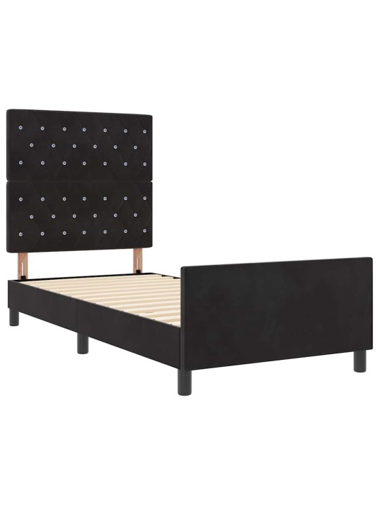 Voodi raam peaga must 100 x 200 cm samet