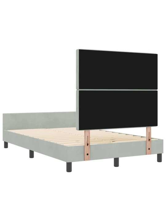Voodi raam peaga helehall 120 x 190 cm samet