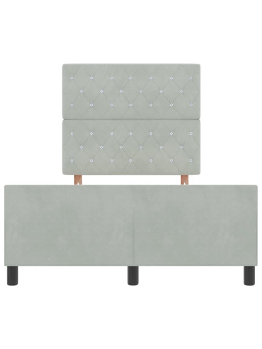 Voodi raam peaga helehall 120 x 190 cm samet