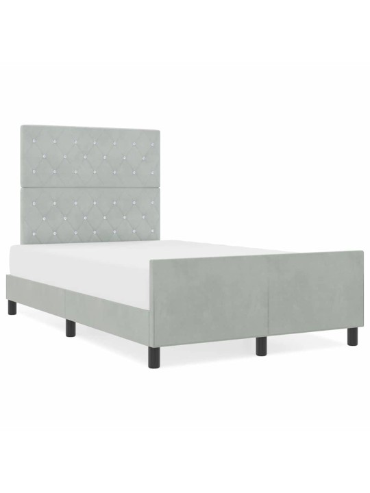 Voodi raam peaga helehall 120 x 190 cm samet