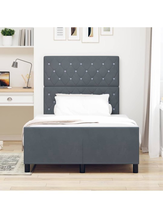 Voodi raam peaga tumehall 120 x 190 cm samet