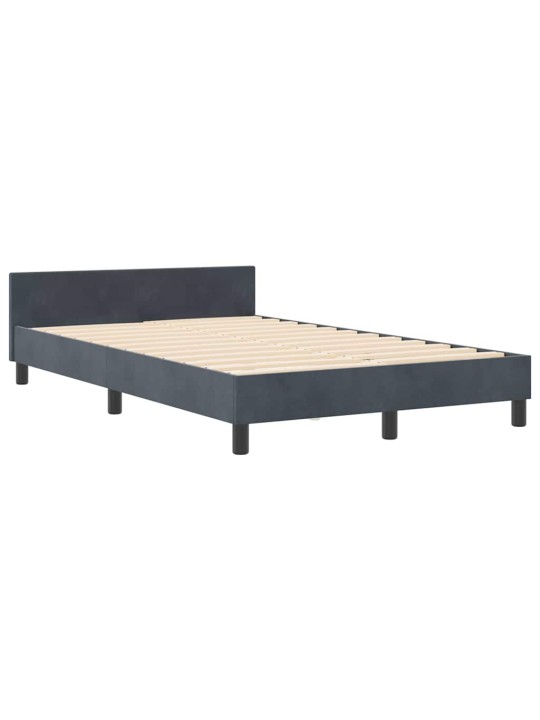 Voodi raam peaga tumehall 120 x 190 cm samet