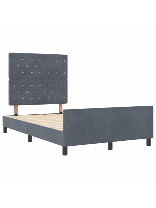 Voodi raam peaga tumehall 120 x 190 cm samet