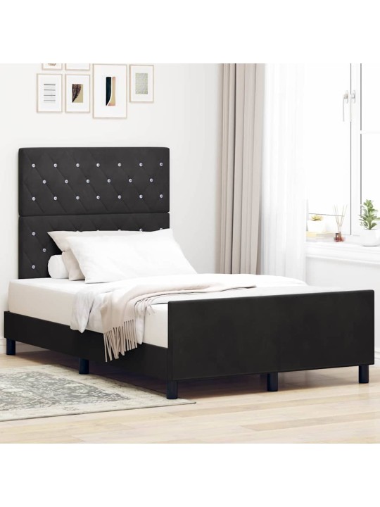 Voodi raam peaga must 120 x 190 cm samet