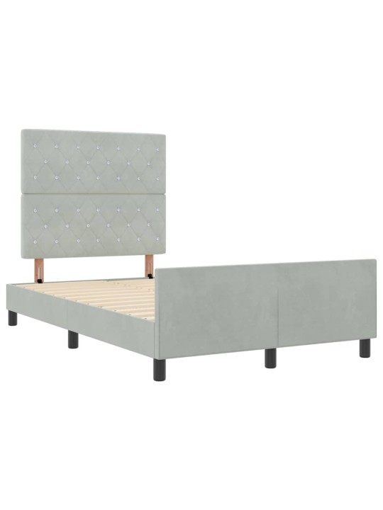 Voodi raam peaga helehall 120 x 200 cm samet