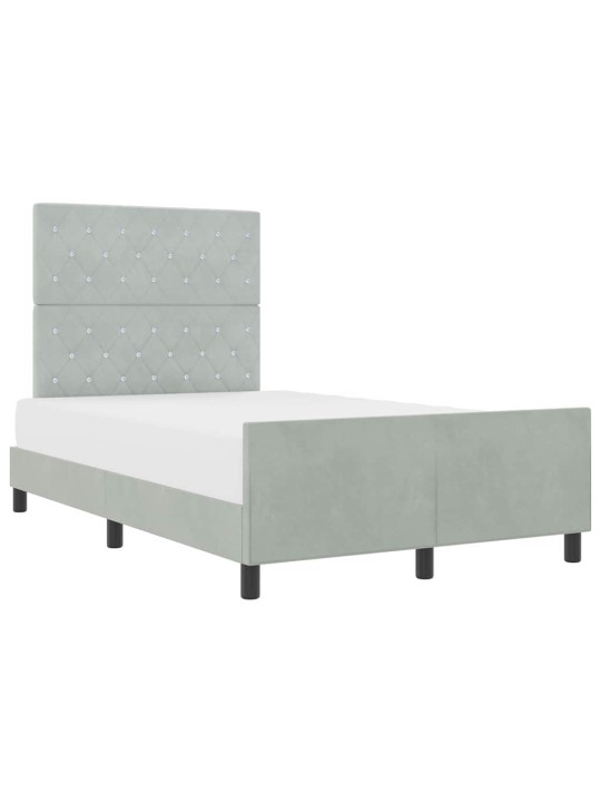 Voodi raam peaga helehall 120 x 200 cm samet