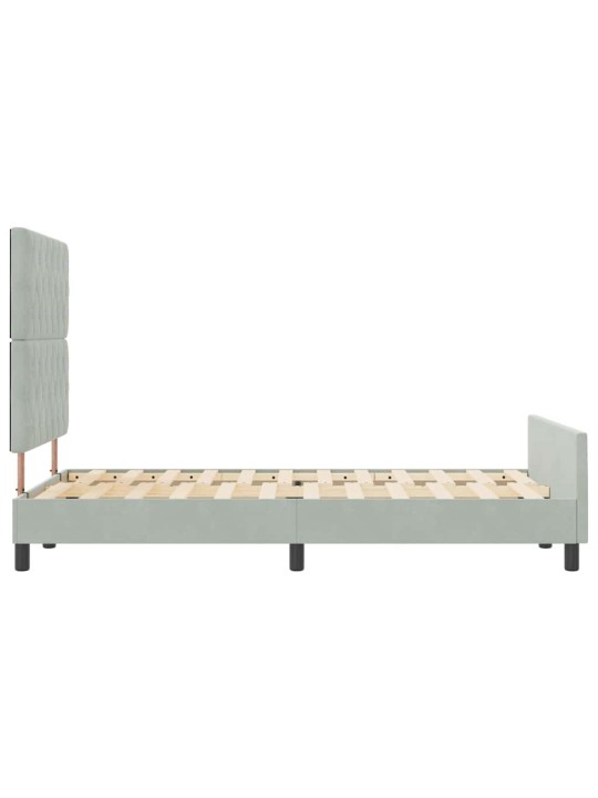 Voodi raam peaga helehall 120 x 200 cm samet