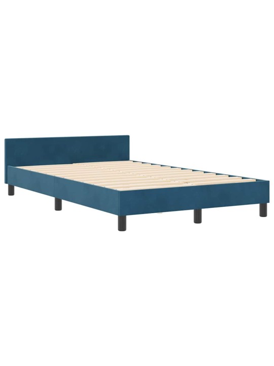 Voodi raam peaga tumesinine 120 x 200 cm samet
