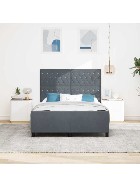Voodi raam peaga tumehall 140 x 190 cm samet