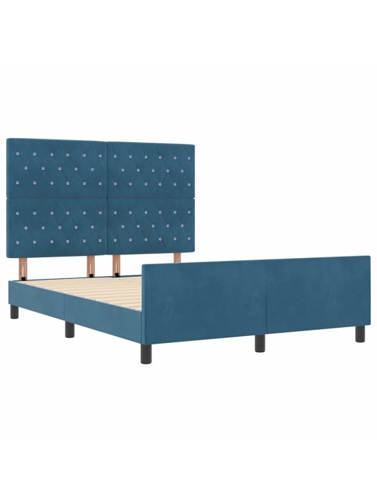 Voodi raam peaga tumesinine 140 x 190 cm samet