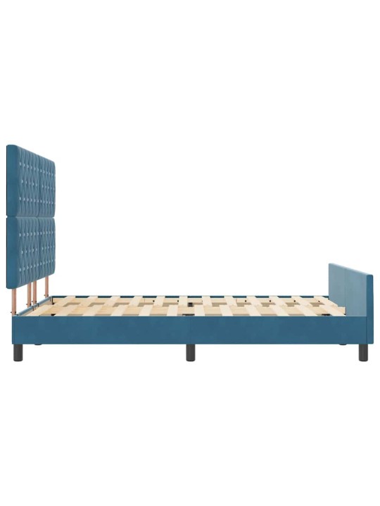 Voodi raam peaga tumesinine 140 x 200 cm samet