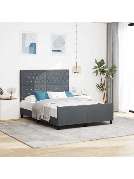 Voodi raam peaga tumehall 160 x 200 cm samet