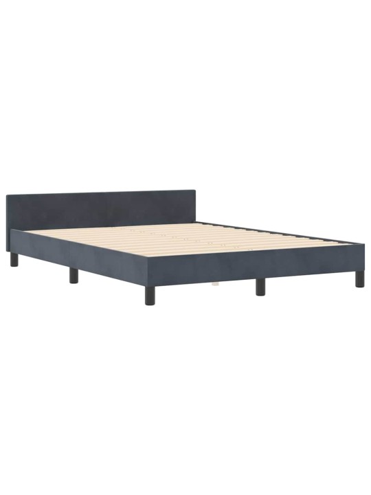 Voodi raam peaga tumehall 160 x 200 cm samet