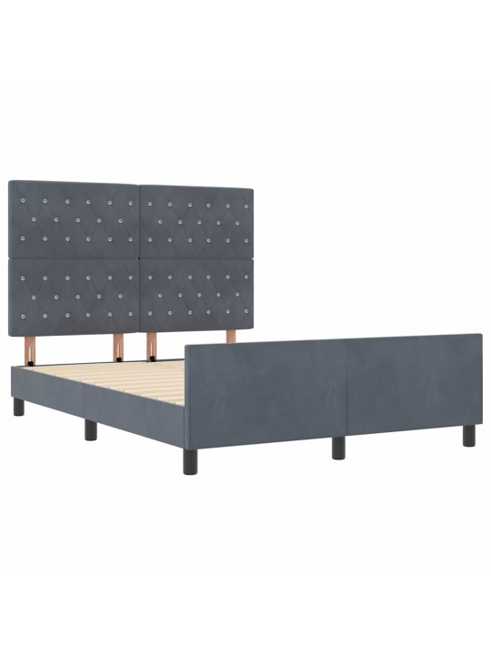 Voodi raam peaga tumehall 160 x 200 cm samet