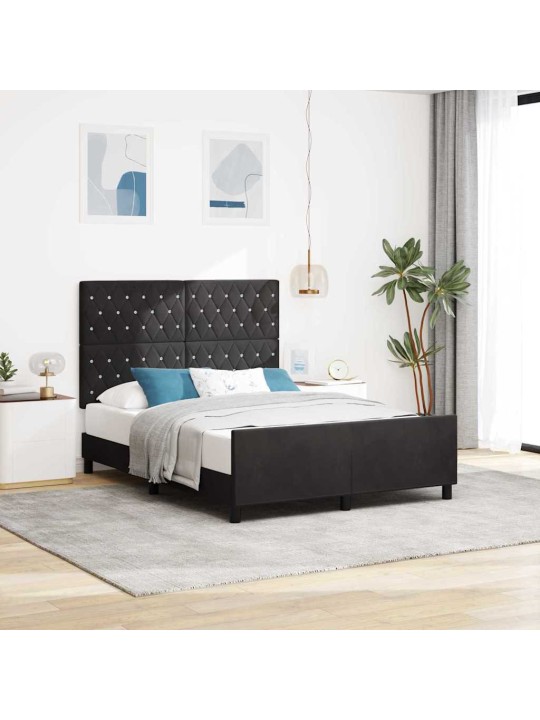 Voodi raam peaga must 160 x 200 cm samet