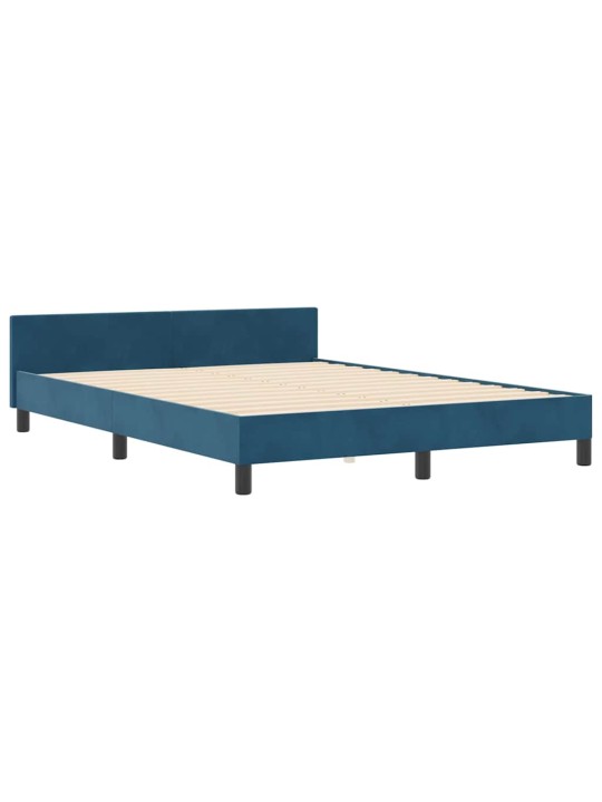 Voodi raam peaga tumesinine 160 x 200 cm samet