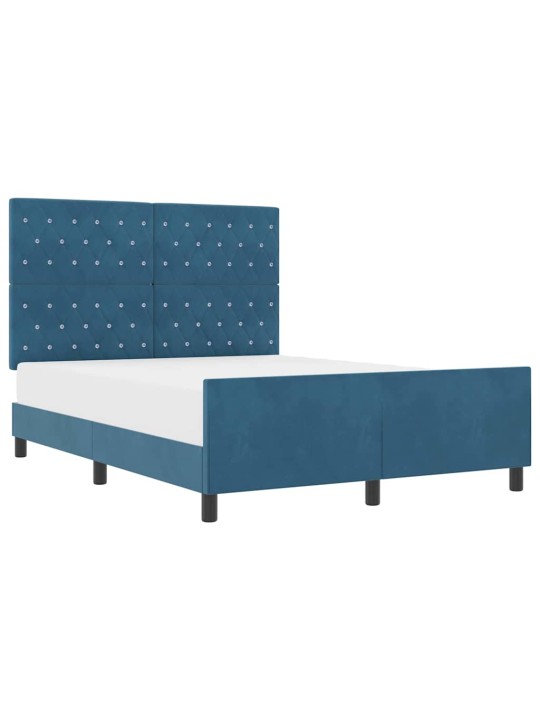 Voodi raam peaga tumesinine 160 x 200 cm samet