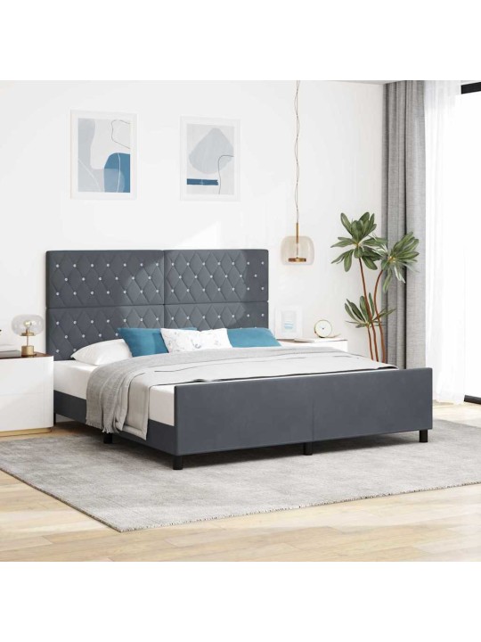 Voodi raam peaga tumehall 180 x 200 cm samet