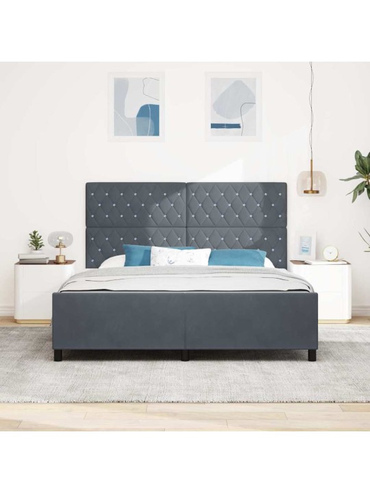 Voodi raam peaga tumehall 180 x 200 cm samet