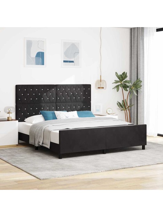 Voodi raam peaga must 180 x 200 cm samet