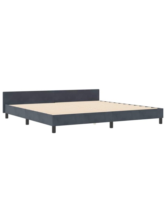 Voodi raam peaga tumehall 200 x 200 cm samet
