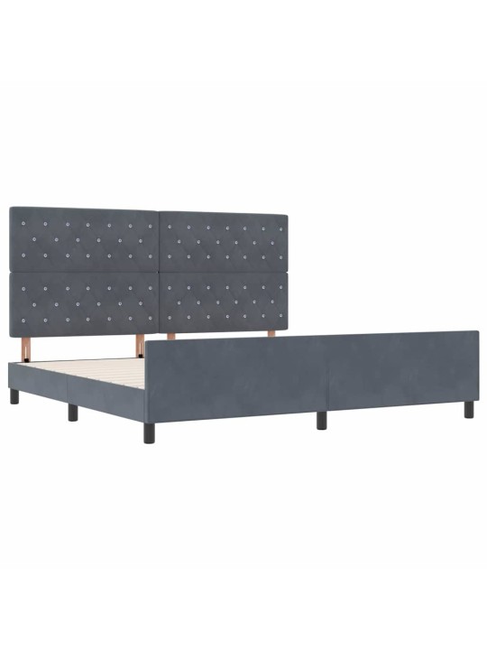 Voodi raam peaga tumehall 200 x 200 cm samet