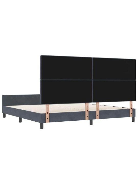 Voodi raam peaga tumehall 200 x 200 cm samet