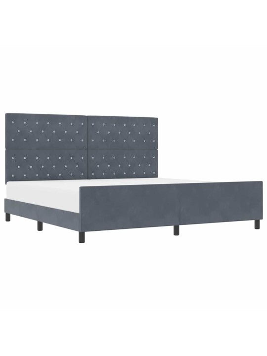 Voodi raam peaga tumehall 200 x 200 cm samet