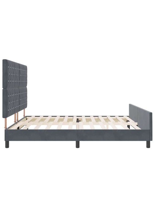 Voodi raam peaga tumehall 200 x 200 cm samet