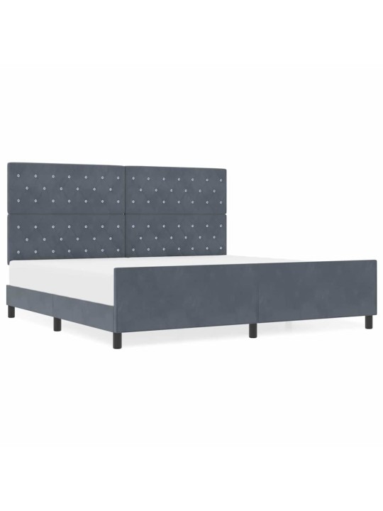Voodi raam peaga tumehall 200 x 200 cm samet