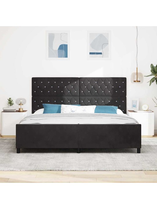 Voodi raam peaga must 200 x 200 cm samet