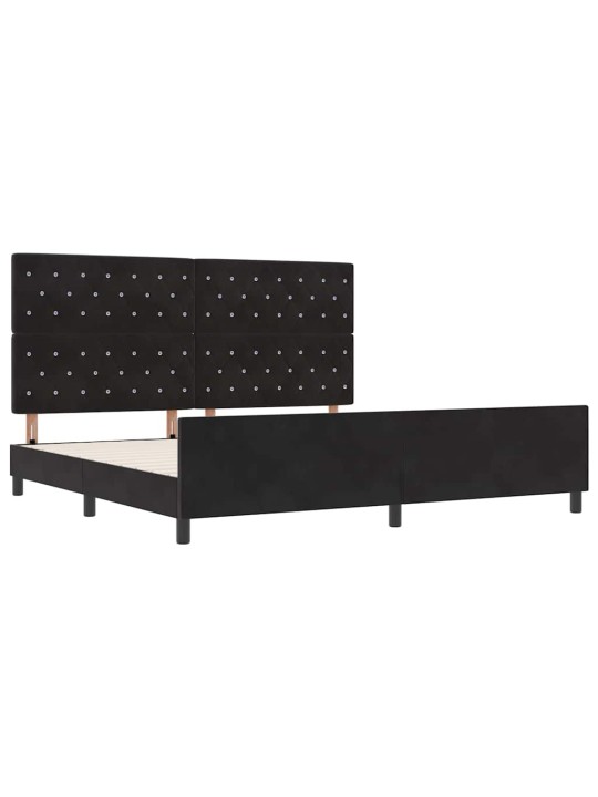 Voodi raam peaga must 200 x 200 cm samet