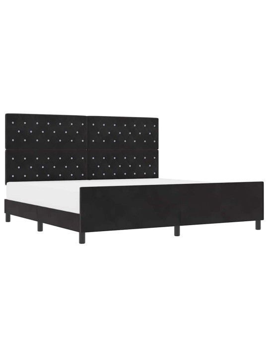 Voodi raam peaga must 200 x 200 cm samet