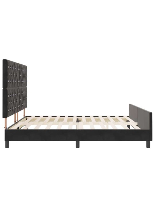 Voodi raam peaga must 200 x 200 cm samet