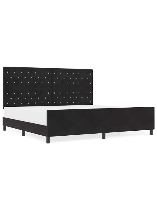Voodi raam peaga must 200 x 200 cm samet