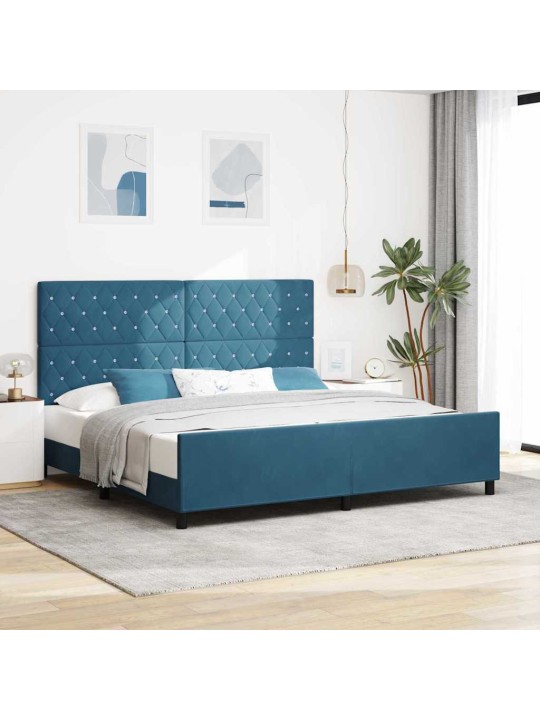 Voodi raam peaga tumesinine 200 x 200 cm samet