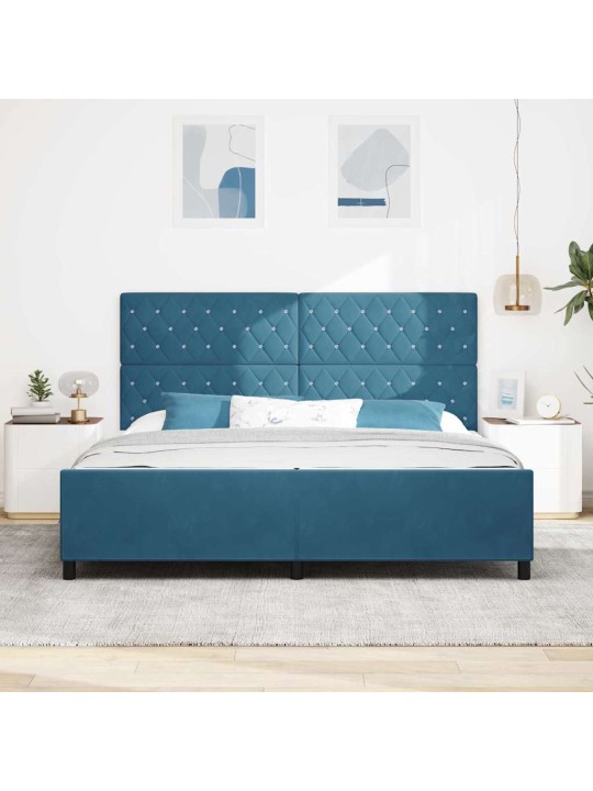Voodi raam peaga tumesinine 200 x 200 cm samet