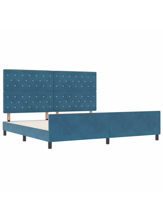 Voodi raam peaga tumesinine 200 x 200 cm samet
