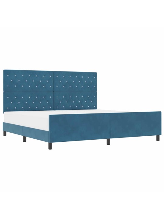 Voodi raam peaga tumesinine 200 x 200 cm samet