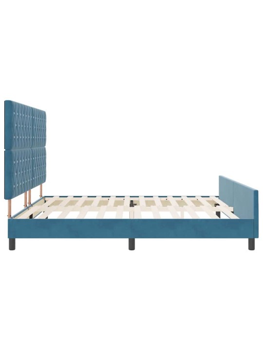 Voodi raam peaga tumesinine 200 x 200 cm samet