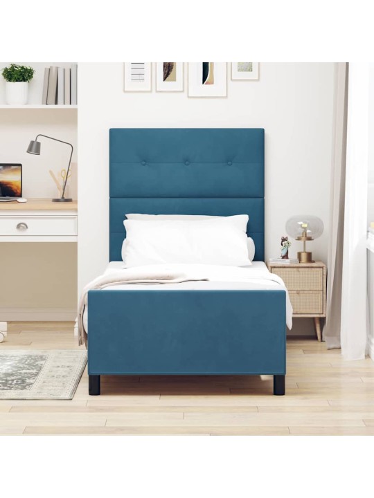 Voodi raam peaga tumesinine 90 x 190 cm samet