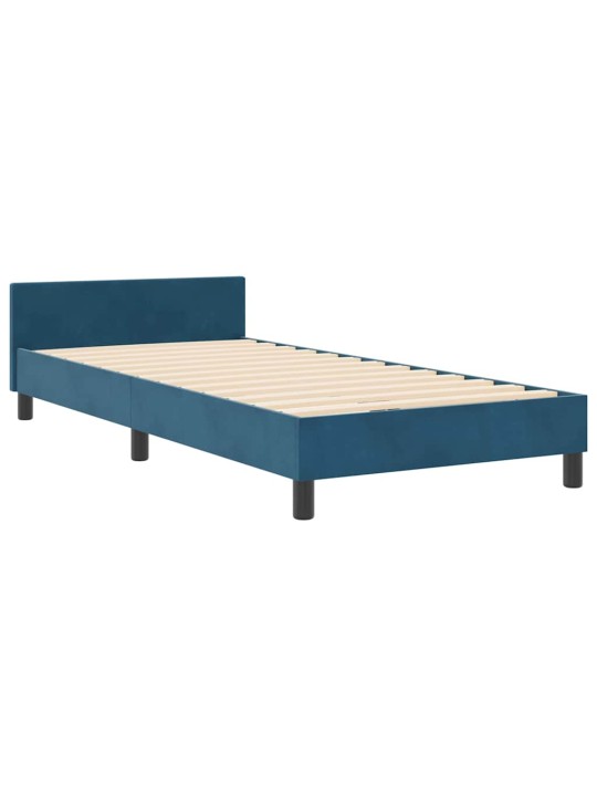 Voodi raam peaga tumesinine 90 x 190 cm samet