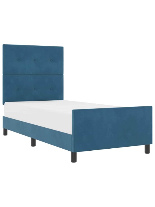 Voodi raam peaga tumesinine 90 x 190 cm samet