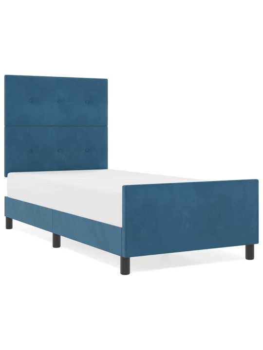 Voodi raam peaga tumesinine 90 x 190 cm samet