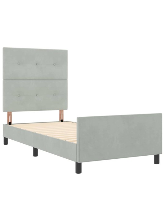 Voodi raam peaga helehall 100 x 200 cm samet