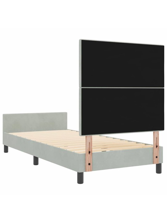 Voodi raam peaga helehall 100 x 200 cm samet